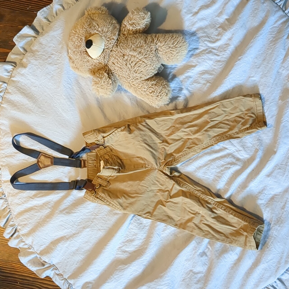 Oshkosh 18m camel khakis with suspenders